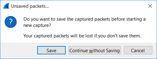 Wireshark packet analysis - unsaved packets