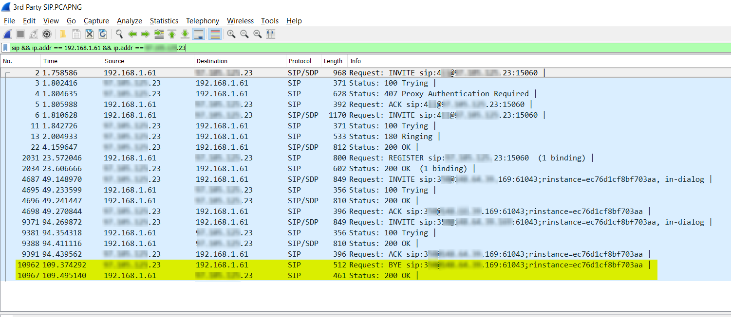 Wireshark SIP Analysis - SIP Filtering